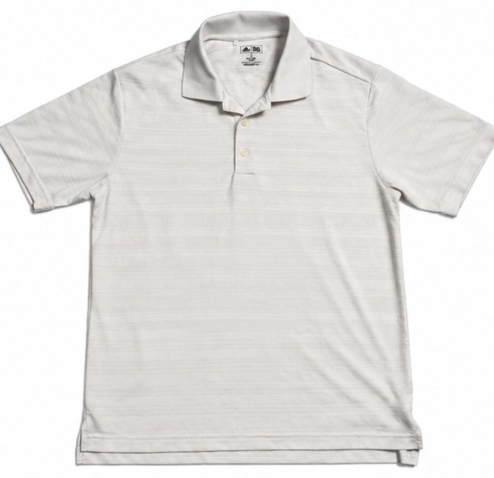Adidas Golf Men’s Small Polo Shirt White Striped Performance Short Sleeve